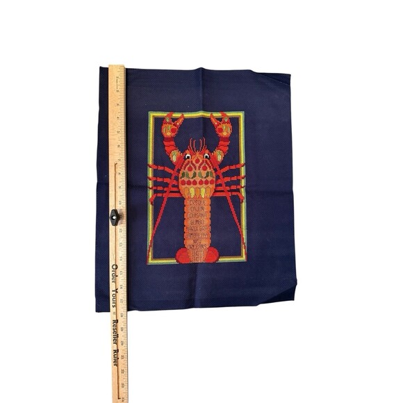 Crawfish Needlework CrossStitch Finished Embroidery Nola Louisiana Kitchen 14x18 - Picture 3 of 4